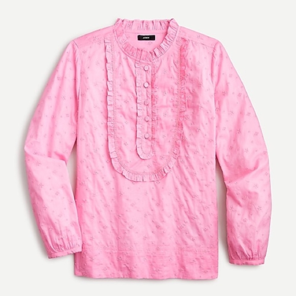 J. Crew Long-sleeve Ruffle Shirt In Floral Eyelet - Picture 5 of 6
